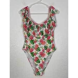 Cabana Del Sol Floral Off Shoulder One Piece Swimsuit NWOT Size Large